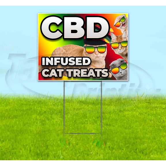 Cbd Infused Cat Treats (18" x 24") Yard Sign, Includes Metal Step Stake