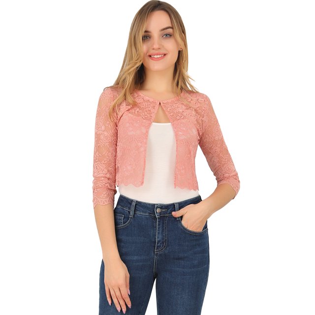 AllegK Dde San Patricio Cárdigan Elegante De Bolero De ManLarTop De Encaje Floral Transparente PaMujer RoXS