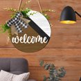 thumbnail image 3 of Cartel de bienvenida de madera Placa redonda para colgar en el jardín con diseño vegetal 30 cm (12) Puerta principal Decoración para colgar en la pared del porche, patio y uso en interiores, 3 of 3