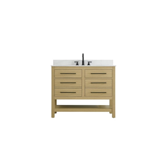 Elegant Kitchen and Bath 42  inch Single Bathroom Vanity in Honey Brown with backsplash