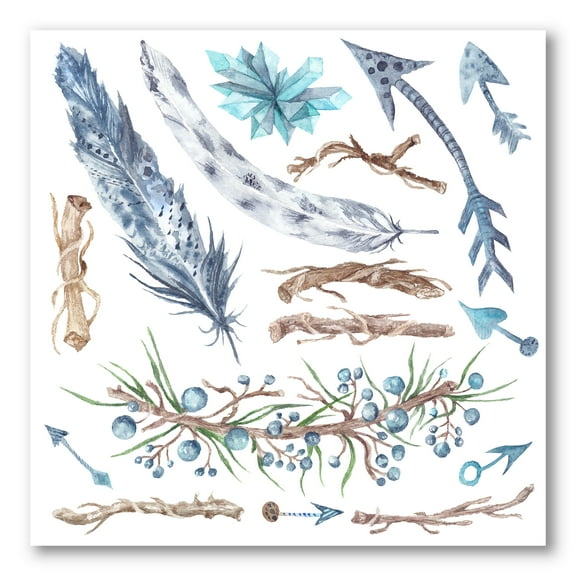 Designart ' Tribal Forest Elements ' Bohemian & Eclectic Canvas Wall Art Print