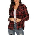 thumbnail image 6 of DondPO Long Sleeve Shirts Dress Shirts for Women Plaid Shirts For Women Long Sleeve Button Down Christmas Fall Jacket Womens Tops Flannel Shirt Red XXL, 6 of 7