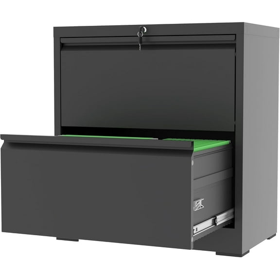 Lateral File Cabinet with Lock, 2 Drawer Metal Filing Cabinet, File Cabinet Organizer for Home Office, Easy Assembly, Lockingl File Cabinets for Legal/Letter/A4, 15.75"D x 26.76"W x 28.5"H,Black
