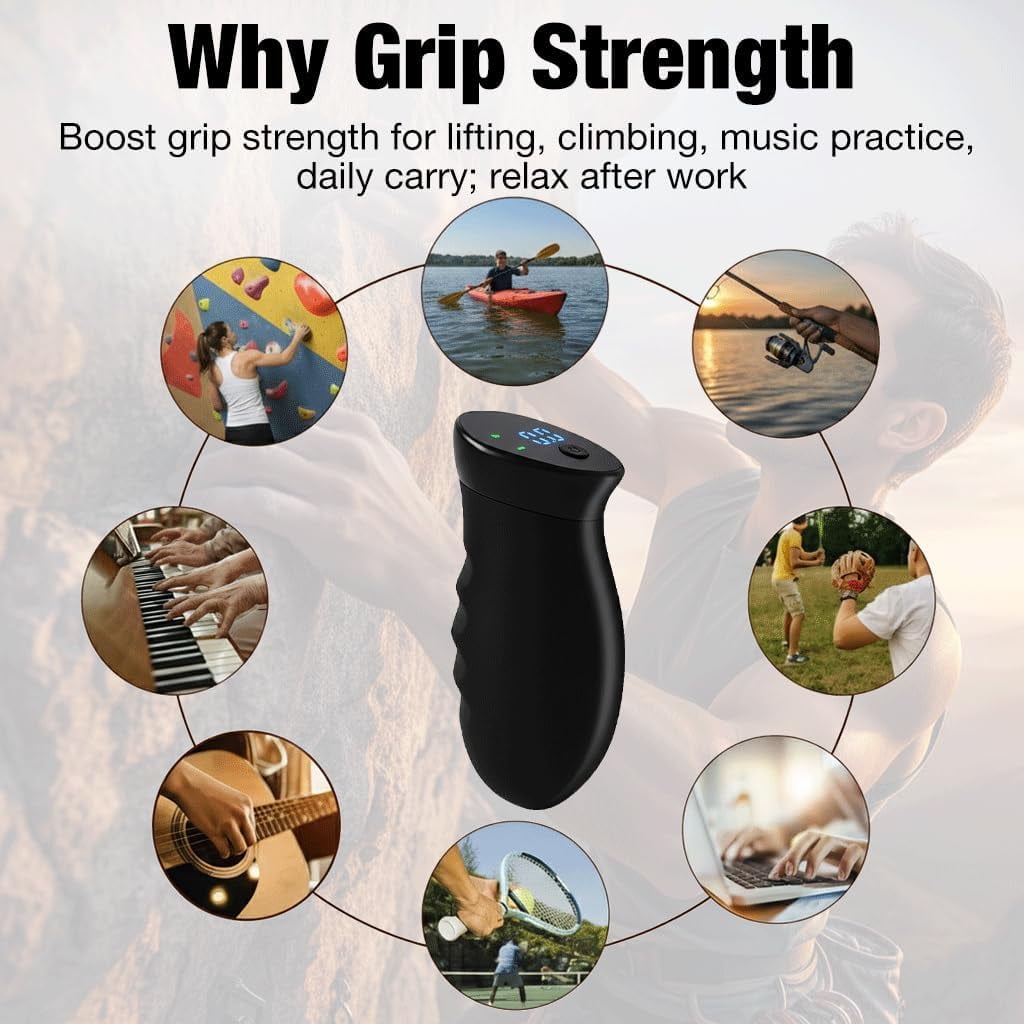ABCISI Digital Grip Strength Trainer, 0–440lb Hand Gripper Strengthener with Real-Time Display, Test & Smart Vibration, Ergonomic Hand Grip & Forearm Strengthener, USB-C Rechargeable Hand Exerciser