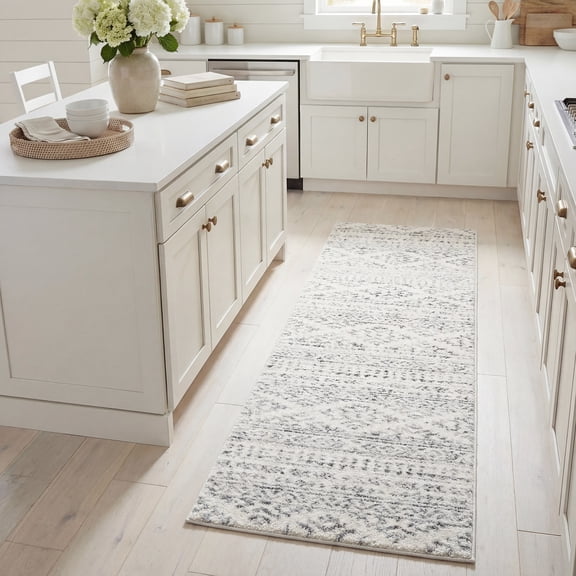 Safavieh Tulum Lakisha Oriental Runner Rug, Ivory/Gray, 2' x 7'