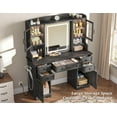 thumbnail image 4 of Romorgniz Black Vanity Desk with LED Lighted Mirror Makeup Vanity Table with 5 Drawers and 6 Storage Shelves for Bedroom and Dressing Room, 4 of 8