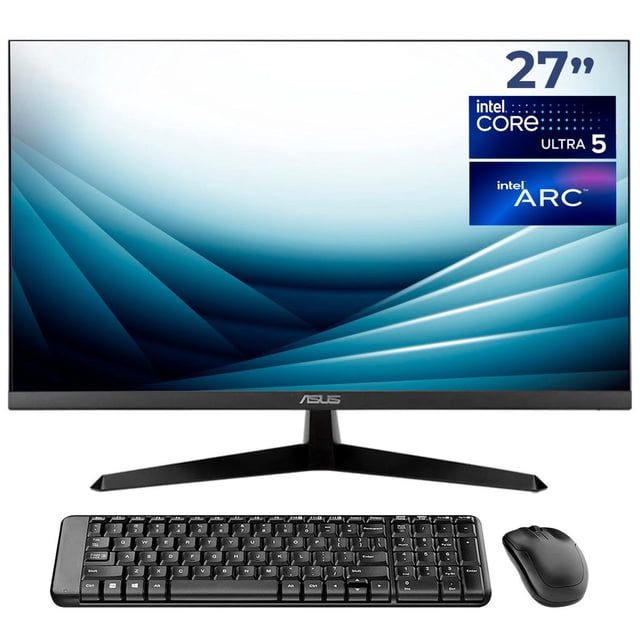Computadora Escritorio Mini PC ASUS NUC 14 PRO AI Intel Core Ultra 5 125H NPU 33 TOPS 16GB DDR5 SSD 1TB Monitor 27 1ms 120Hz Teclado Mouse Inalambrico W11H-T WiFi BT Gaming casual, trabajo y estudio