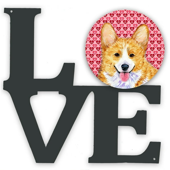 Corgi Hearts Love and Valentines Day Portrait Metal Wall Artwork LOVE