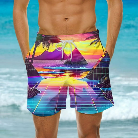Jjayotai George Shorts Men Clearance Men's Swim Trunks Clearance, Beach Print Quick Dry Swimsuits, Board Shorts, Hawaiian Shorts, Shorts Men