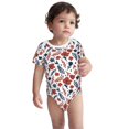 thumbnail image 2 of Yiaed Red Blue Leaves Print Infant Climbing Short Sleeve Onesie One-Piece Baby Bodysuit Clothes 0-12 Months -3 Months, 2 of 6