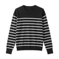 thumbnail image 3 of Womens Oversized Striped Sweatshirt Casual Long Sleeve Crewneck Shirt Fshion Clothes (Black M), 3 of 4