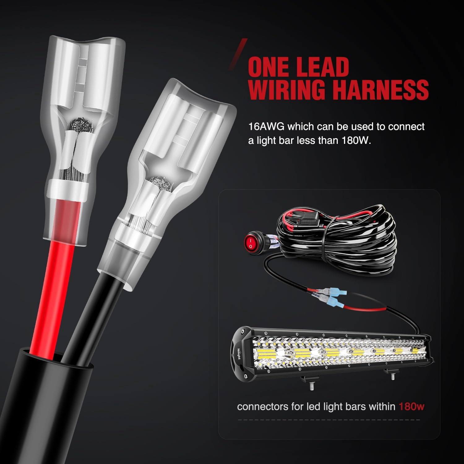 Nilight 20inch 420W Led Light Bar Amber Triple Row Flood Spot Combo 42000LM Driving Boat Led Off-Road Lights with 12V on/off 5 16AWG Wiring Harness Kit