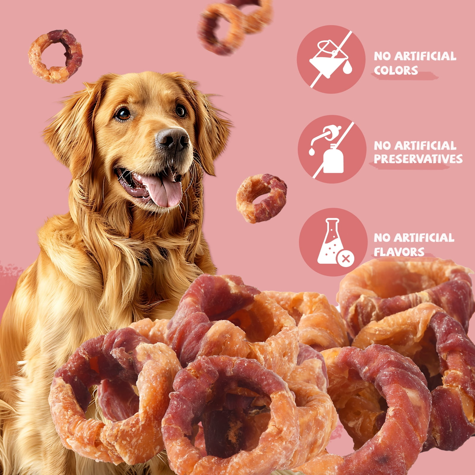 (2 pack) Pawmate Chicken & Duck Wrapped Sweet Potato Donut Dog Treats, Nutritious, Natural & Chewy Snack for All Dogs, 11oz