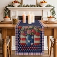 thumbnail image 2 of Table Runner 108 Inches Long for Kitchen Dining, Independence Day Dresser Scarf Farmhouse, Dining Table Decorations for Wedding/Parties, US Flag Stars Spring Flowers Retro Blue 13 x 108 In, 2 of 8