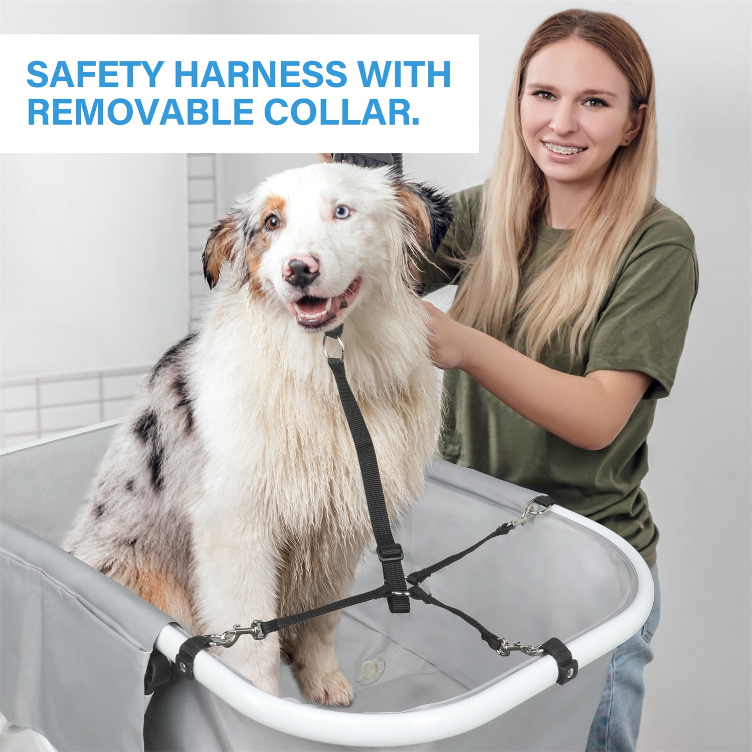 Pefilos 40" Elevated Dog Bath Tub and Wash Station for Bathing Shower and Grooming for Small and Medium Size Dogs, Cats, Gray Pefilos 40" Elevated Dog Bath Tub and Wash Station for Bathing Shower and Grooming for Small and Medium Size Dogs, Cats, Gray