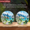 thumbnail image 3 of Wooden Wall Clock with Lakeside Village Scenery Print Roman Numerals for Artistic Home Decor, Battery Operated(AA Batteries Not Inclued), Silent Movement, Accurate Time, Size 9. 8in/25cm, 3 of 8