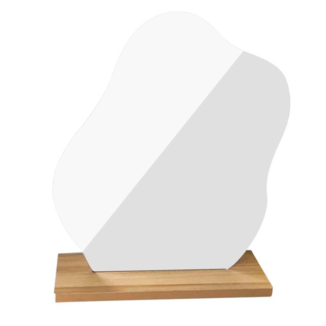 Espejo de maquillaje irregular Espejo de escritorio de acrílico decorativo con base de madera Herramienta de belleza cosmética, Estilo gordo para bebés Sweethay HA001864-02