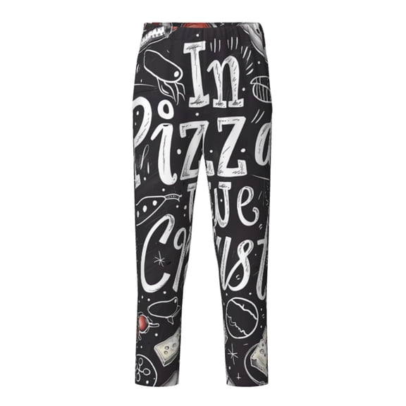 Xecao In Pizza We Crust Art Print Teenagers' Pajama Pants Long Sleep Pants Soft Elastic Waist Pajama Bottoms Elastic waist with 2 Pockets 5-16 Years-XS(5-6)