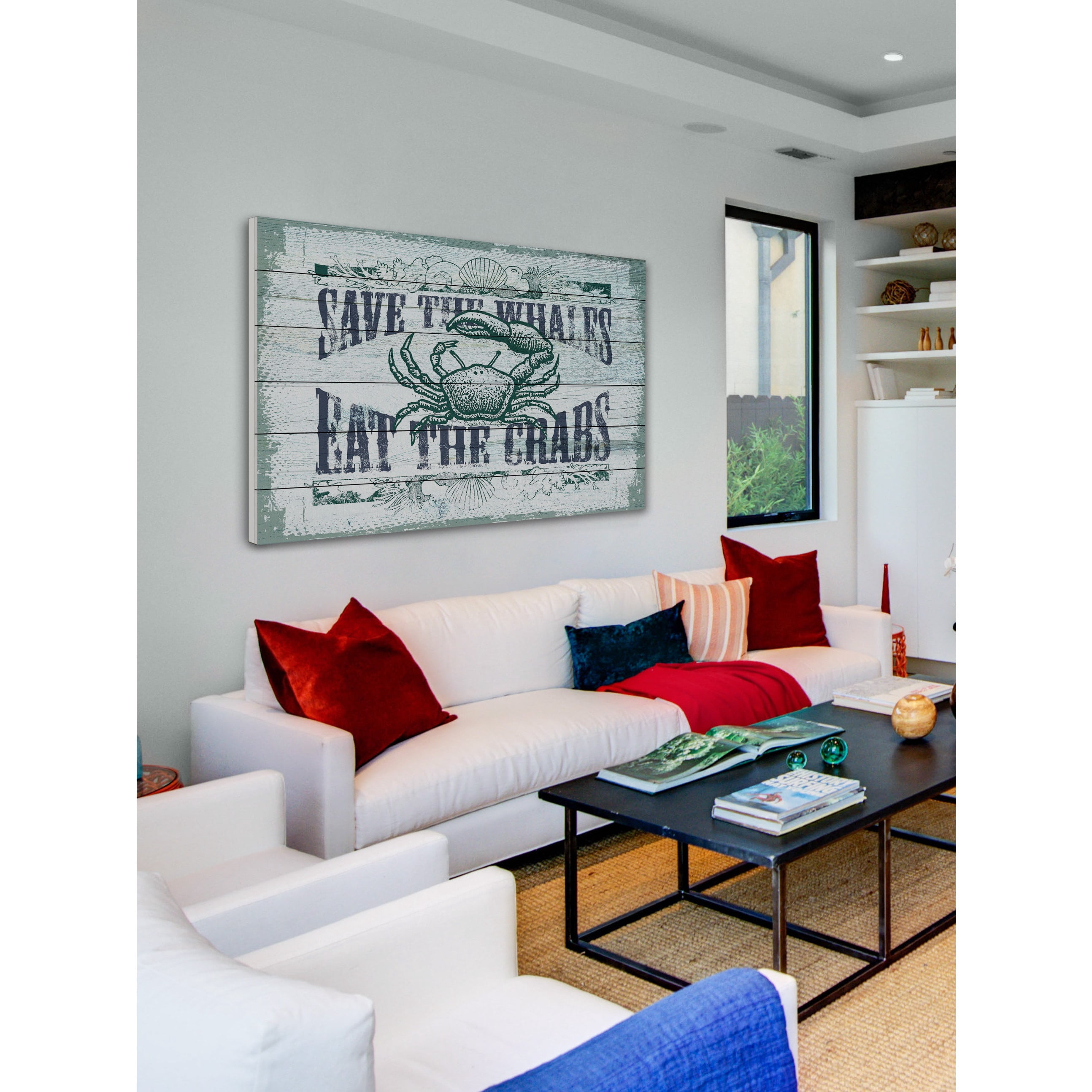 Marmont Hill "Save Whales" Painting Print on White Wood