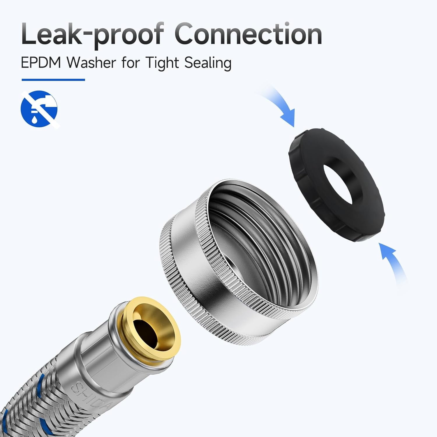 6 FT Washing Machine Hoses with 90 Degree Elbow, 3/4" FHT Stainless Steel Washer Hoses, For Short to Moderate-Distance Water Supply in Small & Medium Residences, Red & Blue (2-Pack)