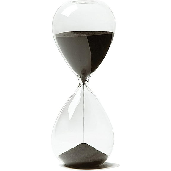 Hourglass, Hand-Blown Sand Timer Set for Time Management 15 Minutes Durable Glass Construction (15 min, Black)