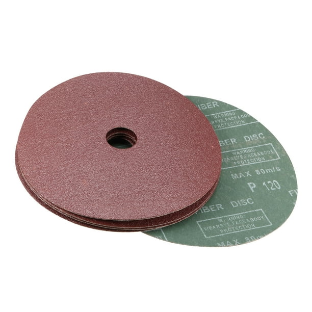 Discos de fibra de óxido de aluminio de 6 pulgadas x 7/8 pulgadas, con agujero central, 120 grano, discos de lijado y pulido, 5 piezas