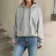 thumbnail image 2 of Brnmxoke Womens Plain Hoodie Fall Casual Long Sleeve Drawstring Sweatshirt Basic Solid Color Hooded Pullover with Pockets Gray,XL, 2 of 5