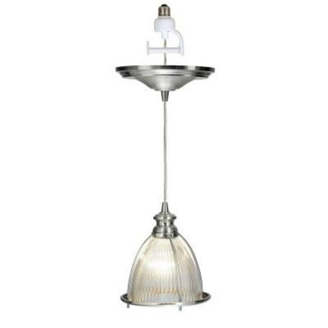 Worth Home Products PBN-0406-0030-R 1-Light Brushed Nickel Instant Pendant Conversion Kit, Halophane Glass Shade