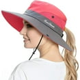 thumbnail image 3 of Classic Ponytail Sun Hat for Women,Mesh Bun Ponytail-Hole Bucket Hat UV Protection Wide-Brim Summer Hat Outdoor, 3 of 8