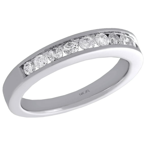 Ladies 14K White Gold Round Cut Diamond Wedding Band Promise Ring 0.50 Ct.