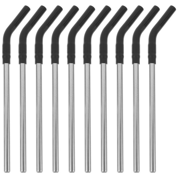 10Pcs Reusable Stainless Steel Straws with Soft Silicone Tips for Milk Tea and Coffee Drinking