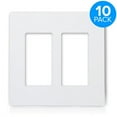 thumbnail image 3 of Maxxima 10 Pack 2 Gang Decorative Outlet - Screwless Multi Outlet Wall Plate, White, Standard Size, Perfect for Household Indoor Double Light Switches, Dimmers, or Timers, UL Listed - 10 Pack, 3 of 5