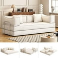 thumbnail image 3 of Lovableguy Chenille Folding Sofa Bed,Convertible King Size Couch Bed with Removable Backrest,Compression Floor Couch for Living Room,Beige, 3 of 9