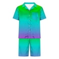 thumbnail image 4 of Runfenguu Mens Track Suit, Mens Suitmen Casual Turndown Button Turndown Print Short Sleeve Blouse And Pants Set, 4 of 5