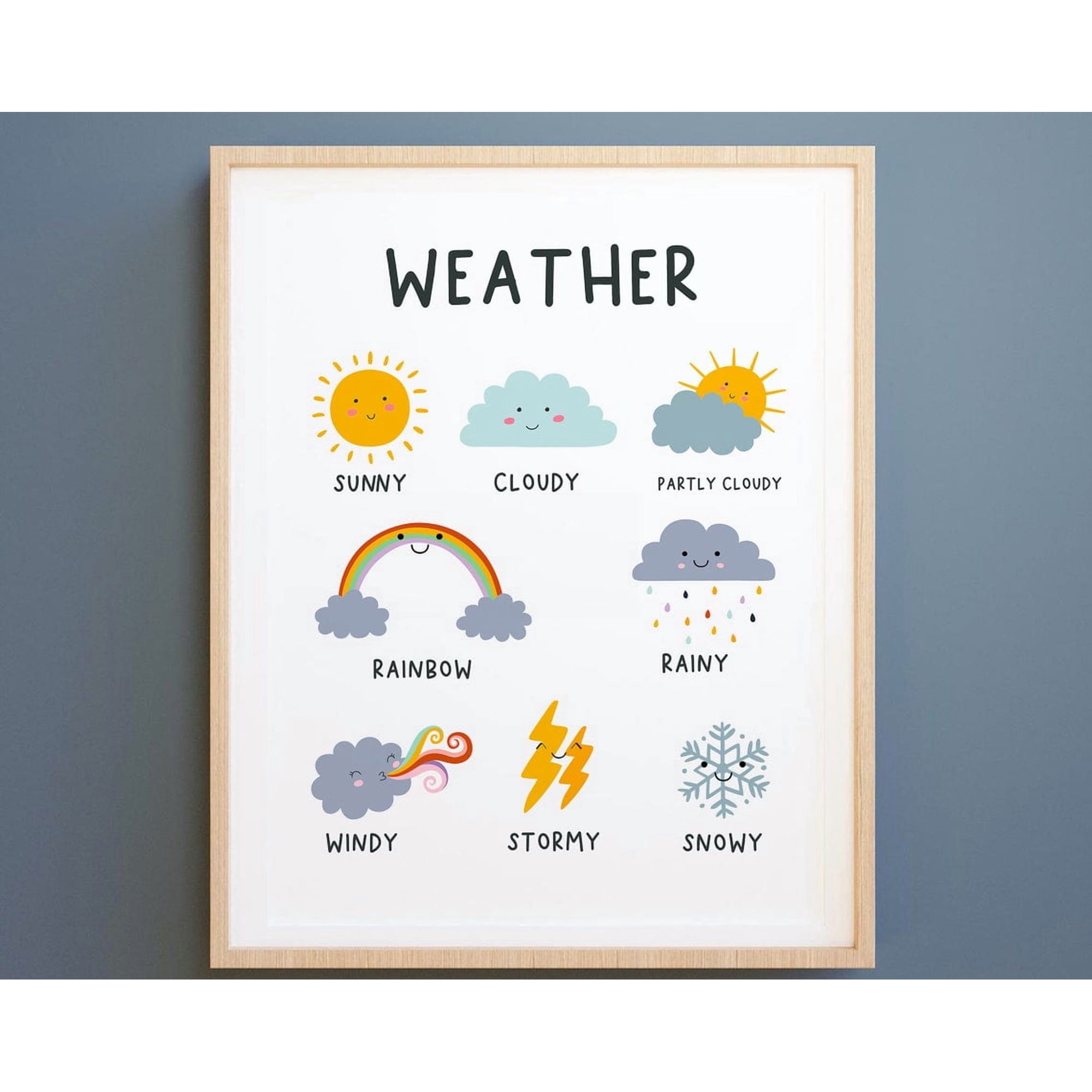 Weather Chart Education Homeschool Resources Learning Montessori Materials · Classroom Wall Art · Nursery · File Wall Art Modern Wall Decor 8x12 UNFRAMED