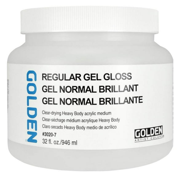 Golden Regular Acrylic Gel Medium - Gloss, 32 oz jar
