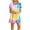 Multicolor Dress for Women _a, variant on Women's Printed Short Sleeve Round Neck Mini Dress Pull On Lightweight Beach Casual Wear Flowy Tie Pattern Relaxed Style Multicolor L