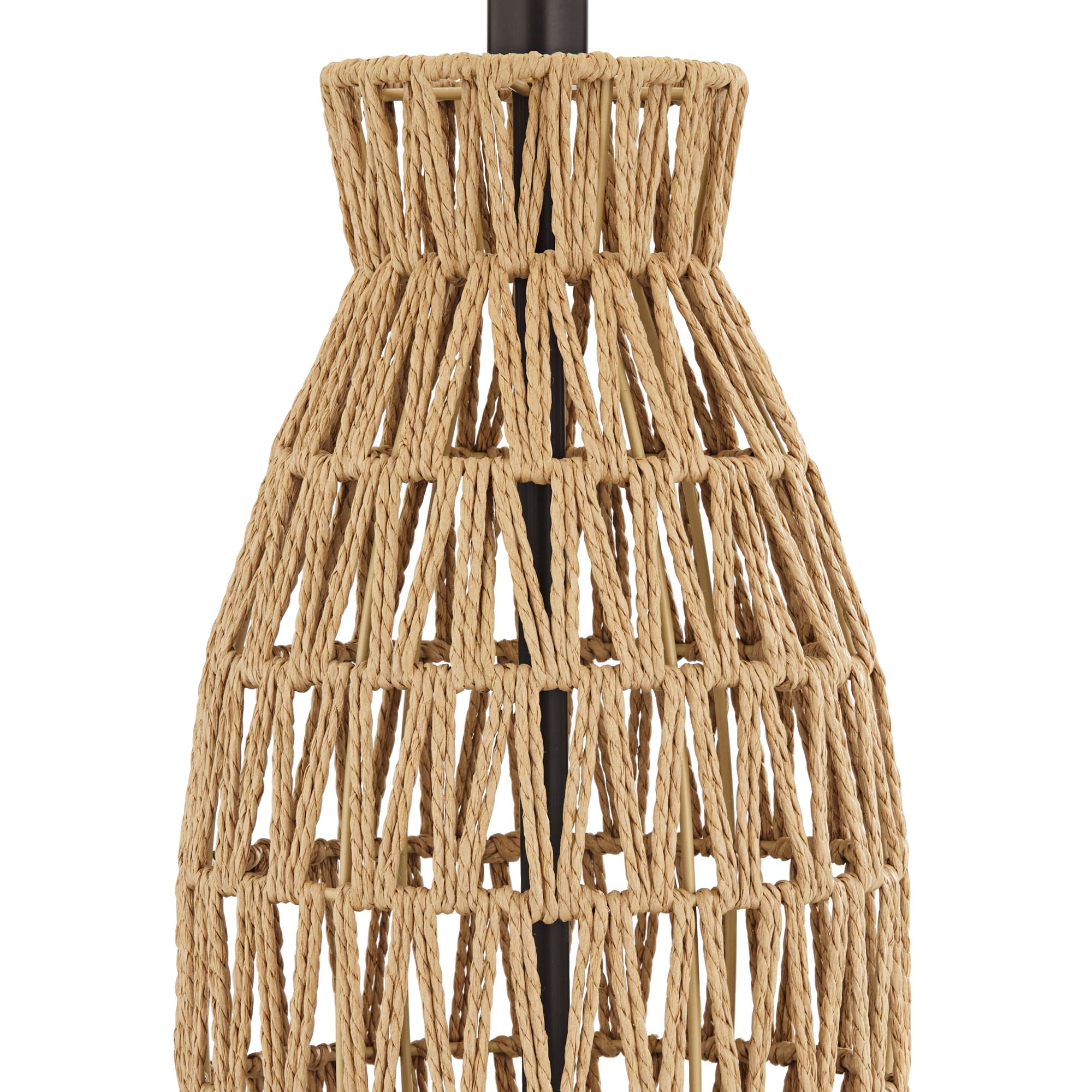 360 Lighting San Carlos Coastal Modern Table Lamps 29" Tall Set of 2 Natural Rattan Wicker Oatmeal Fabric Drum Shade for Bedroom Living Room Bedside