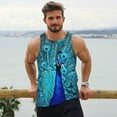 thumbnail image 6 of KLL Beautiful Blue Peacock Print Men's Muscle Gym Workout Stringer Tank Tops Bodybuilding Fitness T-Shirts Tank Tops Men-Large, 6 of 7