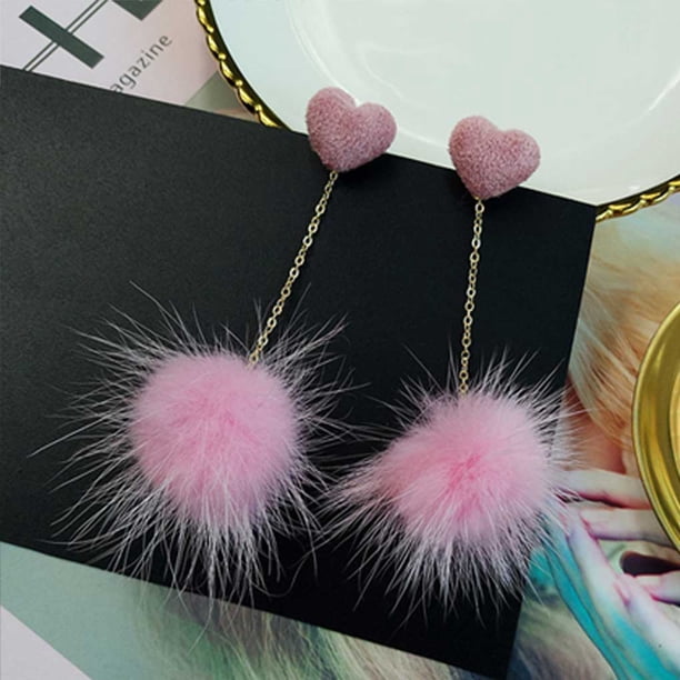 Pendientes colgantes de oreja de gamuza joyería exagerada colgante de corazón adornos de pendientes para mujer regalo fiesta accesorios de boda Ropa, zapatos y accesorios Miscelánea Rosado Minnieouse AP010349-02B