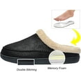 thumbnail image 7 of Needbo Men's Moccasin Slippers Fleece Fuzzy Lined House Shoes with Memory Foam Non-slip Rubber Sole, Black Size 9-10, 7 of 7
