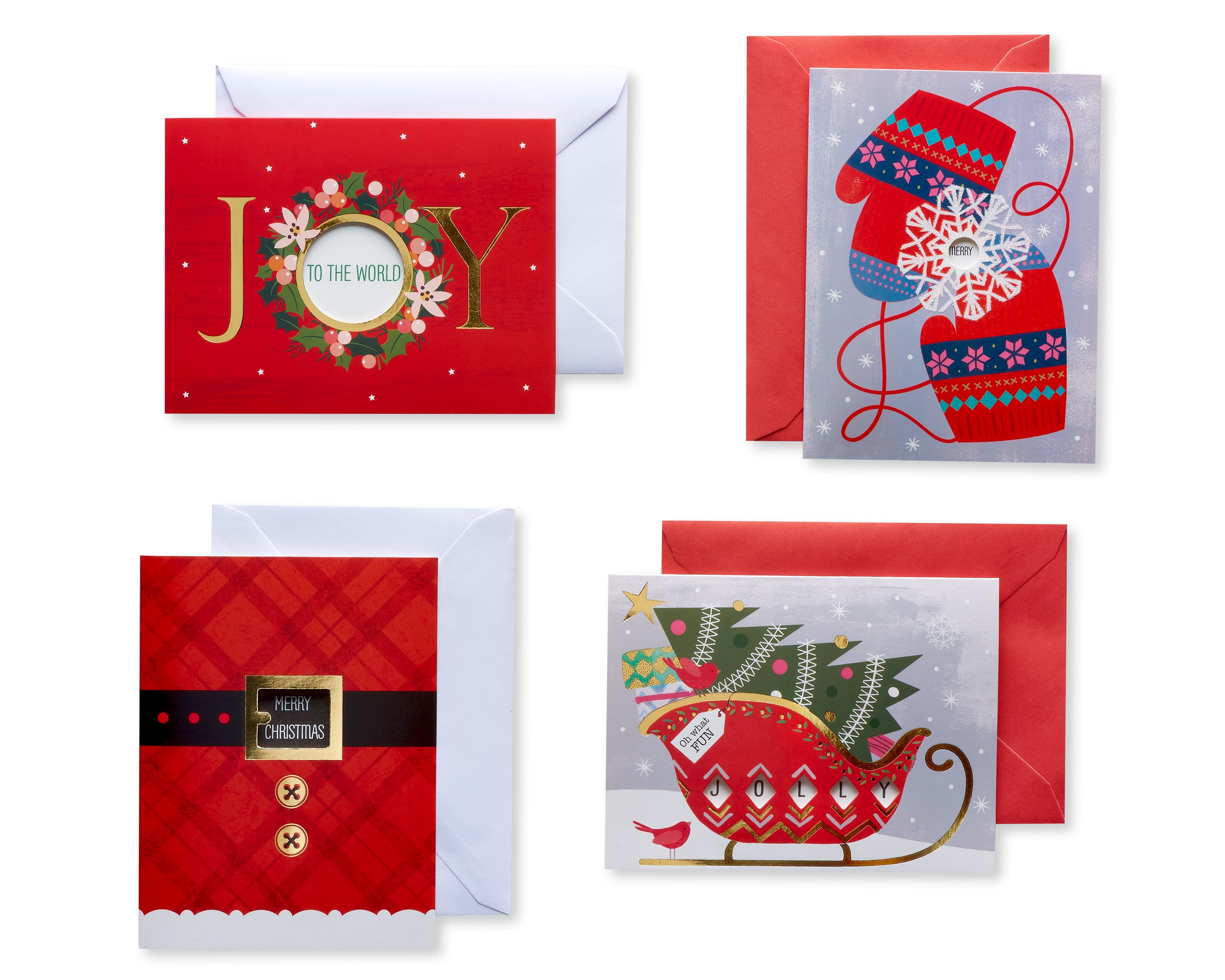AMERICAN GREETINGS Box Holiday Christmas Cards Foil Lined Envelopes Set of 14 