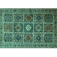 thumbnail image 1 of Ahgly Company Machine Washable Indoor Rectangle Persian Turquoise Blue Traditional Area Rugs, 2' x 5', 1 of 4