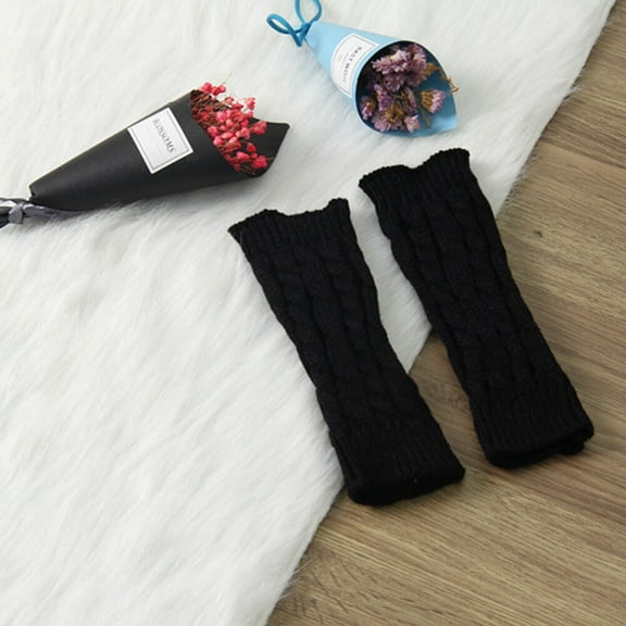 Raindrops 1 Pair Knitted Glove Fingerless Long With Thumb Hole For Winter Various Occasions