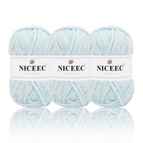 NICEEC 3 Skeins Soft Chenille Yarn Blanket Yarn Velvet Yarn for Knitting Fancy Yarn for Crochet Weaving DIY Craft Total Length 3×85m (3×93yds, 3×50g)_Canal Blue