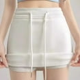 thumbnail image 2 of Bovxnpu Women Skirt Women's Sweat Mini Skirt Drawstring Sports Skater Skirt Basic Casual High Waisted Mini Skirts Beach Vacation Summer Outfits, 2 of 5
