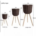 thumbnail image 3 of Maceta de suelo para flores, cesta de madera de ratán, de madera, sencilla, tejida, para sala de estar, balcón, 3 of 6
