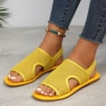 thumbnail image 2 of CIENVNSTG Womens Open Toe Flat Sandals Slingback Elastic Back Strap Breathable Mesh Hollow Out Design for Summer Beach Travel Casual Walking Wear Yellow 43, 2 of 6