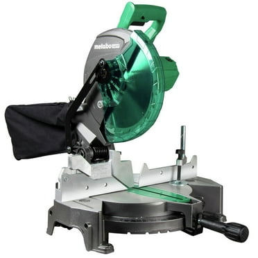 Metabo HPT Compound Miter Saw, 10" Miter Saw with Large Table Saw for woodworking, Power saw with 15-Amp Motor, Accurate Miter Angles, 0-45 Bevel, 24T TCT Miter Saw Blade, Positive Stops, C10FCGS