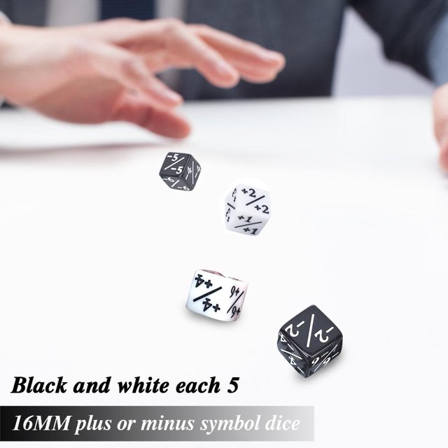 10 Uds contadores de dados 5 positivos + 1 -6 5 negativos juego de mesa de reunión dados divertidos